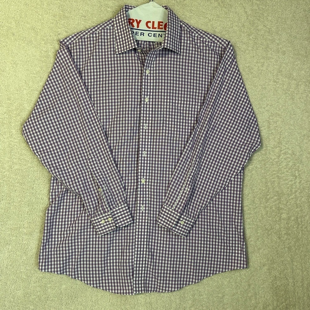 Brooks Brothers 346 Slim Fit Purple  Plaid Long Sleeve Button Down Preppy Work